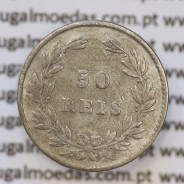 Moeda 50 Réis Prata 1863 ou Meio Tostão Prata 1863 (MBC) - Rei D. LUIS I - World Coins Portugal KM 506