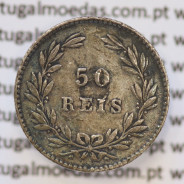 Moeda 50 Réis Prata 1863 ou Meio Tostão Prata 1863 (MBC) - Rei D. LUIS I - World Coins Portugal KM 506