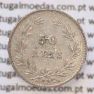 Moeda 50 Réis Prata 1863 ou Meio Tostão Prata 1863 (MBC) - Rei D. LUIS I - World Coins Portugal KM 506