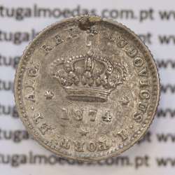 Moeda 50 Réis Prata 1874 ou Meio Tostão Prata 1874 (BC+) - Rei D. LUIS I - World Coins Portugal KM 506