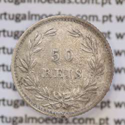 Moeda 50 Réis Prata 1874 ou Meio Tostão Prata 1874 (BC+) - Rei D. LUIS I - World Coins Portugal KM 506