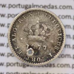 Moeda 50 Réis Prata 1877 ou Meio Tostão Prata 1877 (BC) - Rei D. LUIS I - World Coins Portugal KM 506