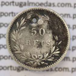 Moeda 50 Réis Prata 1877 ou Meio Tostão Prata 1877 (BC) - Rei D. LUIS I - World Coins Portugal KM 506