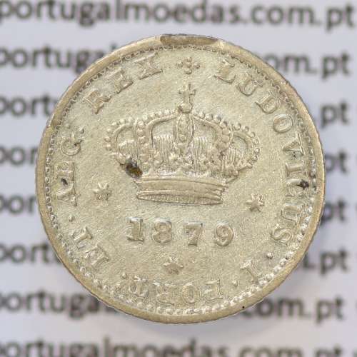 Moeda 50 Réis Prata 1879 ou Meio Tostão Prata 1879 (MBC) - Rei D. LUIS I - World Coins Portugal KM 506