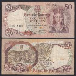 Nota de 50 Escudos 1964 Rainha Santa Isabel, 50$00 28/02/1964 Chapa: 8 - Banco de Portugal (Circulada)