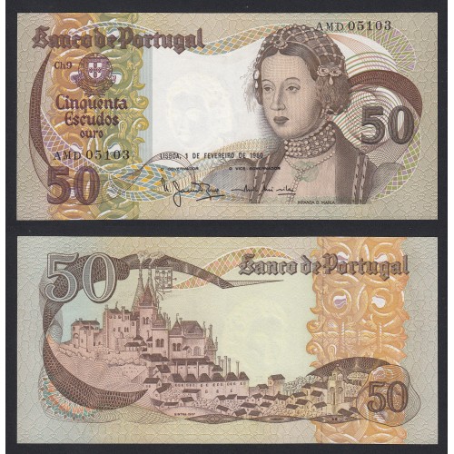Nota de 50 Escudos 1980 Infanta D.Maria, 50$00 01/02/1980 Chapa: 9 - Banco de Portugal (Pouco Circulada)