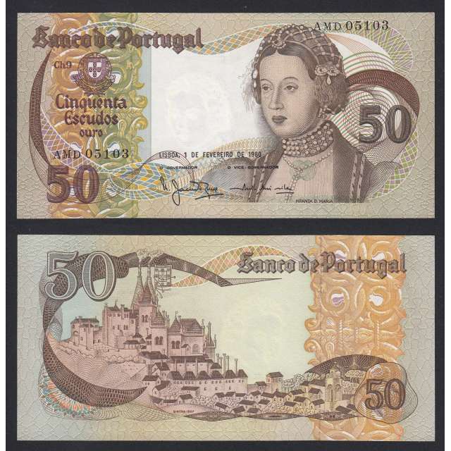 Nota de 50 Escudos 1980 Infanta D.Maria, 50$00 01/02/1980 Chapa: 9 - Banco de Portugal (Pouco Circulada)