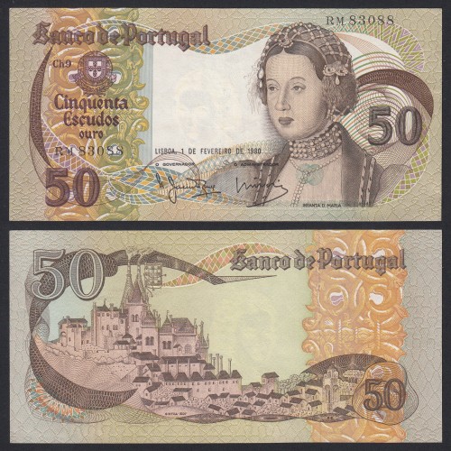 Nota de 50 Escudos 1980 Infanta D.Maria, 50$00 01/02/1980 Chapa: 9 - Banco de Portugal (Pouco Circulada)