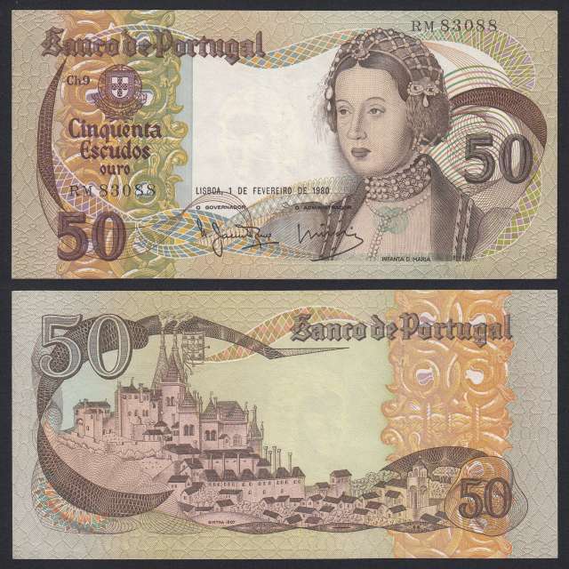 Nota de 50 Escudos 1980 Infanta D.Maria, 50$00 01/02/1980 Chapa: 9 - Banco de Portugal (Pouco Circulada)