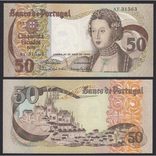 Nota de 50 Escudos 1968 Infanta D.Maria, 50$00 28/05/1968 Chapa: 9 - Banco de Portugal (Pouco Circulada)