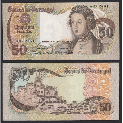 Nota de 50 Escudos 1968 Infanta D.Maria, 50$00 28/05/1968 Chapa: 9 - Banco de Portugal (Pouco Circulada)