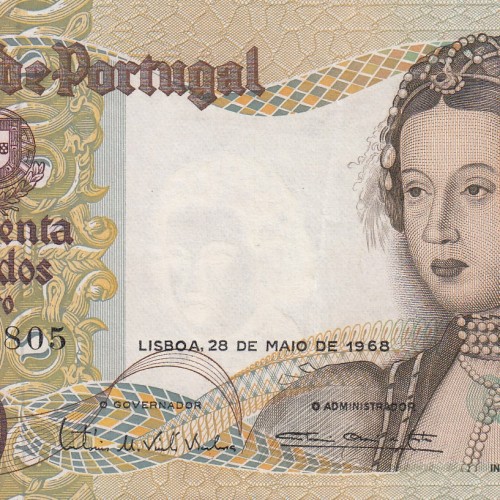 Nota de 50 Escudos 1968 Infanta D.Maria, 50$00 28/05/1968 Chapa: 9 - Banco de Portugal (Pouco Circulada)