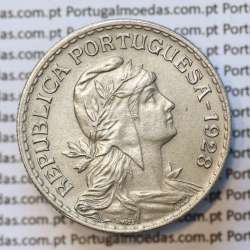 1 Escudo 1928 Alpaca, 1$00 1928 alpaca Republica Portuguesa, (Bela), World Coins Portugal  KM 578