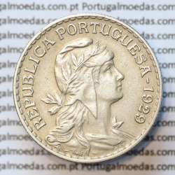 Portugal, coin of 1 Escudo 1929 Alpaca of the Portuguese Republic, (VF+/XF), World Coins Portugal KM 578