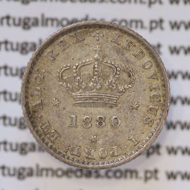 Moeda 50 Réis Prata 1880 ou Meio Tostão Prata 1880 (BELA) - Rei D. LUIS I - World Coins Portugal KM 506