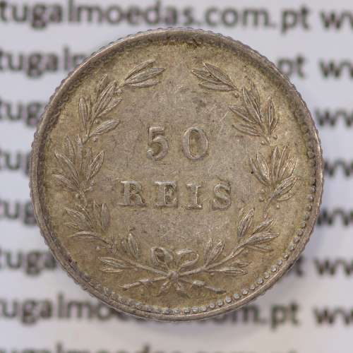 Moeda 50 Réis Prata 1880 ou Meio Tostão Prata 1880 (BELA) - Rei D. LUIS I - World Coins Portugal KM 506