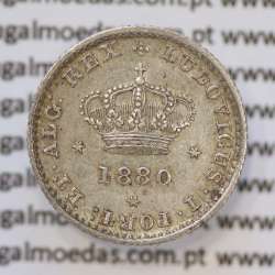 Moeda 50 Réis Prata 1880 ou Meio Tostão Prata 1880 (BELA) - Rei D. LUIS I - World Coins Portugal KM 506