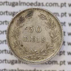 Moeda 50 Réis Prata 1880 ou Meio Tostão Prata 1880 (BELA) - Rei D. LUIS I - World Coins Portugal KM 506