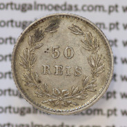Moeda 50 Réis Prata 1880 ou Meio Tostão Prata 1880 (BELA) - Rei D. LUIS I - World Coins Portugal KM 506