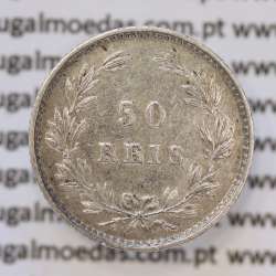 Moeda 50 Réis Prata 1880 ou Meio Tostão Prata 1880 (BELA) - Rei D. LUIS I - World Coins Portugal KM 506