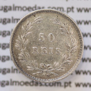 Moeda 50 Réis Prata 1880 ou Meio Tostão Prata 1880 (BELA) - Rei D. LUIS I - World Coins Portugal KM 506