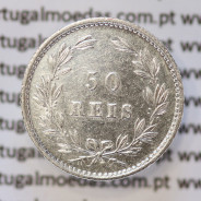 Moeda 50 Réis Prata 1880 ou Meio Tostão Prata 1880 (MBC+ / BELA) - Rei D. LUIS I - World Coins Portugal KM 506