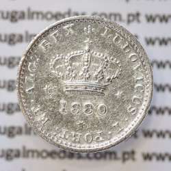 Moeda 50 Réis Prata 1880 ou Meio Tostão Prata 1880 (MBC+ / BELA) - Rei D. LUIS I - World Coins Portugal KM 506