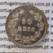 Moeda 50 Réis Prata 1880 ou Meio Tostão Prata 1880 (MBC+ / BELA) - Rei D. LUIS I - World Coins Portugal KM 506