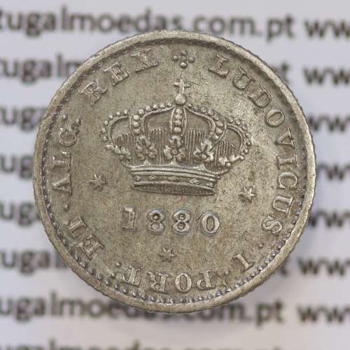 Moeda 50 Réis Prata 1880 ou Meio Tostão Prata 1880 (MBC+ / BELA) - Rei D. LUIS I - World Coins Portugal KM 506