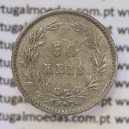 Moeda 50 Réis Prata 1880 ou Meio Tostão Prata 1880 (MBC+ / BELA) - Rei D. LUIS I - World Coins Portugal KM 506