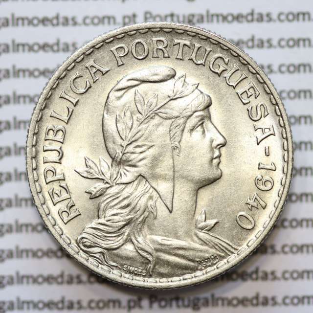 Portugal, coin of 1 Escudo 1940 Alpaca of the Portuguese Republic, (UNC), World Coins Portugal KM 578