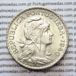 Portugal, coin of 1 Escudo 1940 Alpaca of the Portuguese Republic, (AU/UNC), World Coins Portugal KM 578