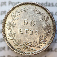Moeda 50 Réis Prata 1889 ou Meio Tostão Prata 1889 (BELA) - Rei D. LUIS I - World Coins Portugal KM 506