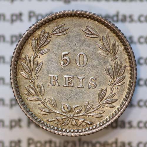 Moeda 50 Réis Prata 1889 ou Meio Tostão Prata 1889 (BELA) - Rei D. LUIS I - World Coins Portugal KM 506