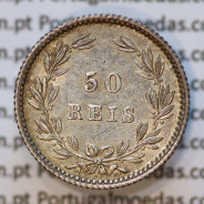 Moeda 50 Réis Prata 1889 ou Meio Tostão Prata 1889 (BELA) - Rei D. LUIS I - World Coins Portugal KM 506
