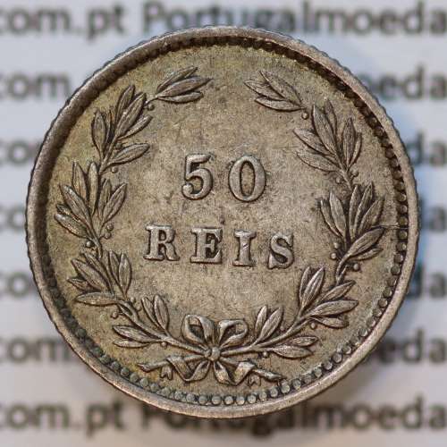 Moeda 50 Réis Prata 1889 ou Meio Tostão Prata 1889 (MBC+) - Rei D. LUIS I - World Coins Portugal KM 506