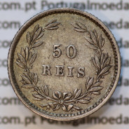 Moeda 50 Réis Prata 1889 ou Meio Tostão Prata 1889 (MBC+) - Rei D. LUIS I - World Coins Portugal KM 506