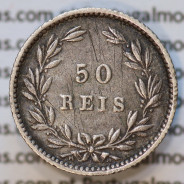 Moeda 50 Réis Prata 1889 ou Meio Tostão Prata 1889 (MBC) - Rei D. LUIS I - World Coins Portugal KM 506
