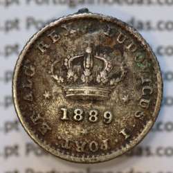 Moeda 50 Réis Prata 1889 ou Meio Tostão Prata 1889 (BC-/REG) - Rei D. LUIS I - World Coins Portugal KM 506