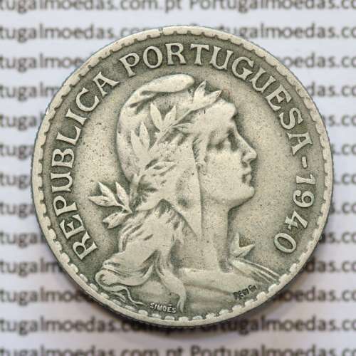 MOEDA DE UM ESCUDO (1$00) ALPACA 1940 MBC