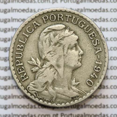 MOEDA DE UM ESCUDO (1$00) ALPACA 1940 MBC
