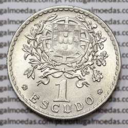 Portugal, coin of 1 Escudo 1945 Alpaca of the Portuguese Republic, (UNC), World Coins Portugal KM 578