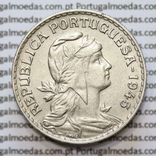 MOEDA DE UM ESCUDO (1$00) ALPACA 1945 MBC+/BELA-