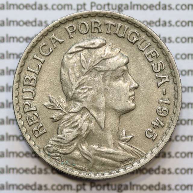 MOEDA DE UM ESCUDO (1$00) ALPACA 1945 MBC+/BELA-