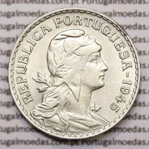 MOEDA DE UM ESCUDO (1$00) ALPACA 1945 MBC+/BELA-
