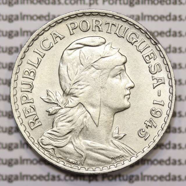 MOEDA DE UM ESCUDO (1$00) ALPACA 1945 MBC+/BELA-