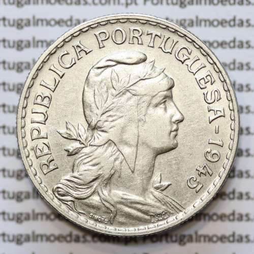 MOEDA DE UM ESCUDO (1$00) ALPACA 1945 MBC+/BELA-