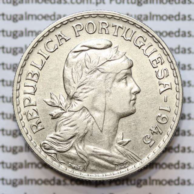 MOEDA DE UM ESCUDO (1$00) ALPACA 1945 MBC+/BELA-