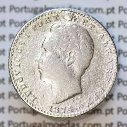 Moeda 100 Réis Prata 1874 ou Tostão Prata 1874 (BC-/REG) - Rei D. LUIS I - World Coins Portugal KM 510