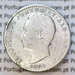 Moeda 100 Réis Prata 1874 ou Tostão Prata 1874 (BC-/REG) - Rei D. LUIS I - World Coins Portugal KM 510
